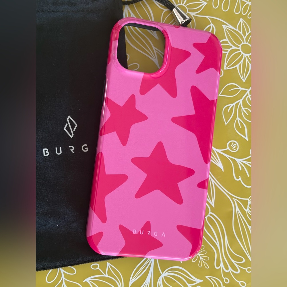 💕⭐️ Burga iphone 15 PLUS ⭐️💕 Let’s Go Party Red and Pink Star Phone Case